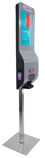 angled view Luxury Automatic Hand Sanitizer Dispenser Stand (With base & pole set)