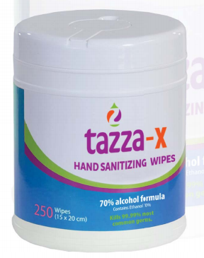 Tazza alcohol based wet wipes for hand sanitizing 250 ct tub