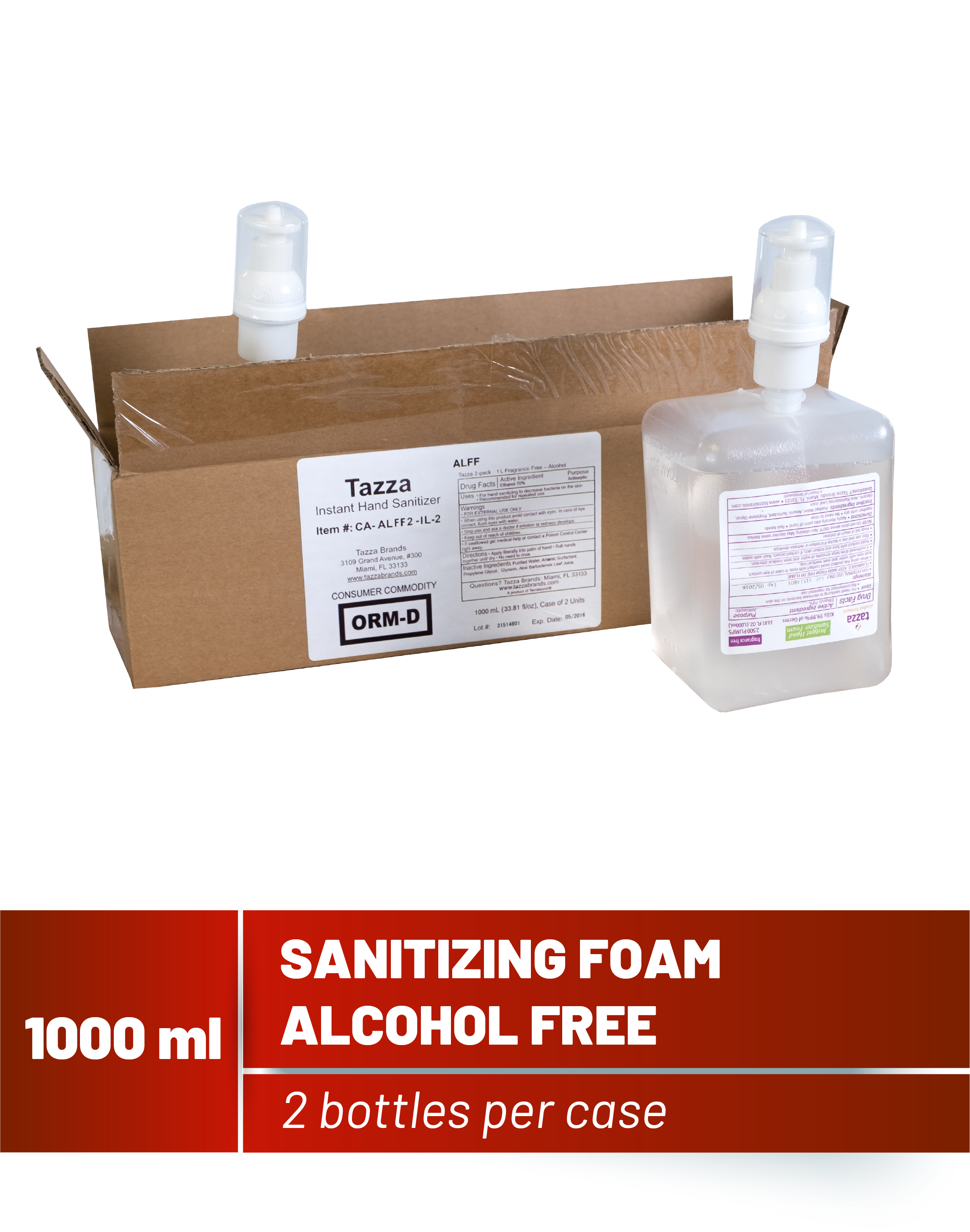 1000mL Alcohol-Free Hand Sanitizing Foam- 2 Bottles per Case