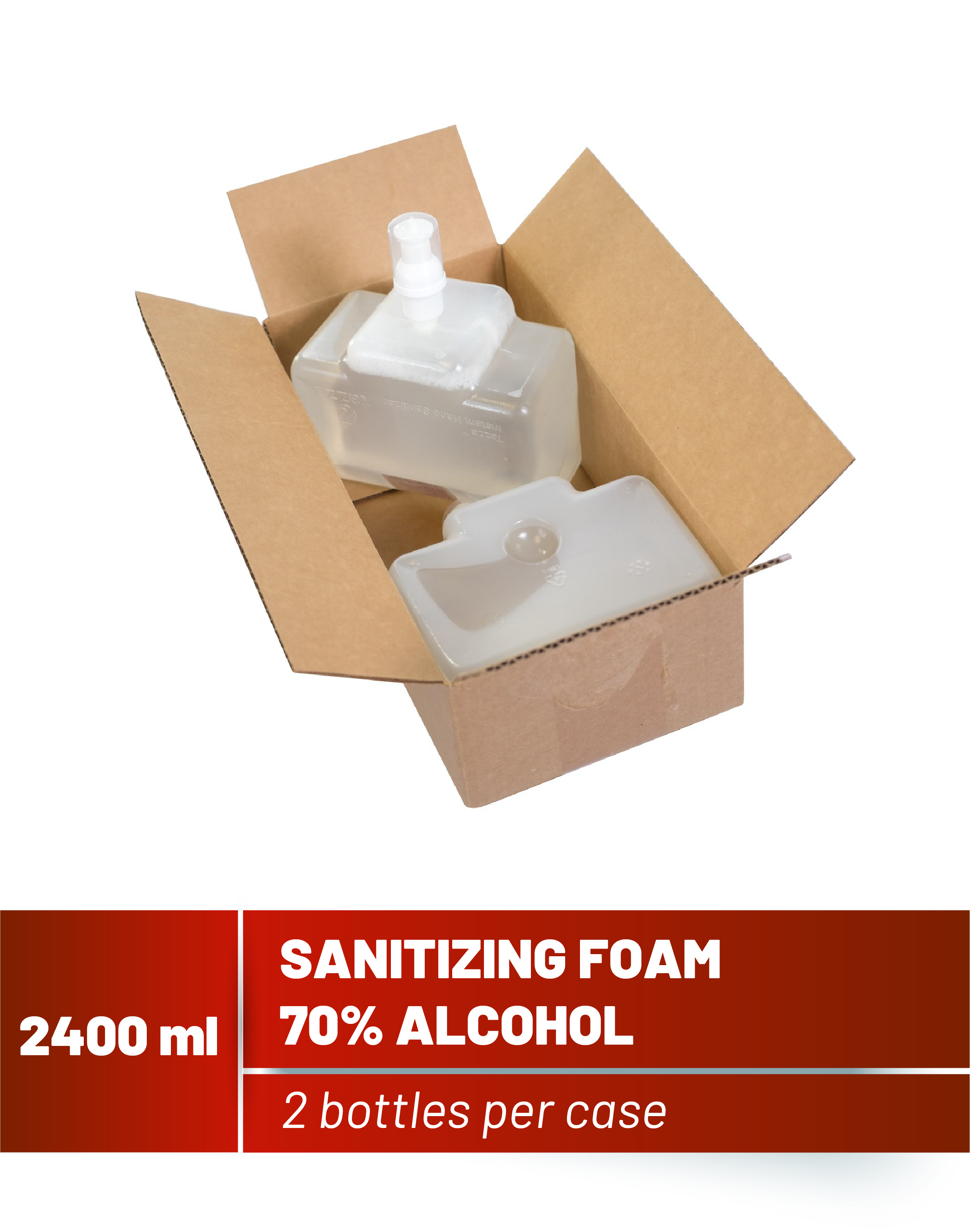 2400mL Alcohol-Based Hand Sanitizing Foam- 2 Bottles per Case