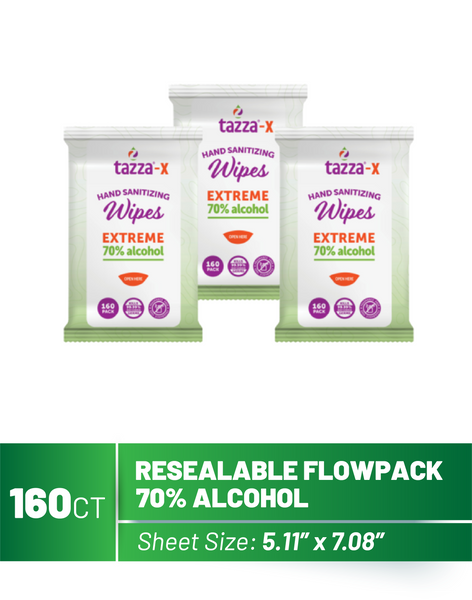 160ct Alcohol Hand Sanitizer Wipes - 3 Packs per Case