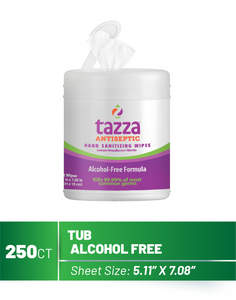 Tazza Alcohol Free Antiseptic Hand & Surface Disinfectant Wipes - 250ct Tubs