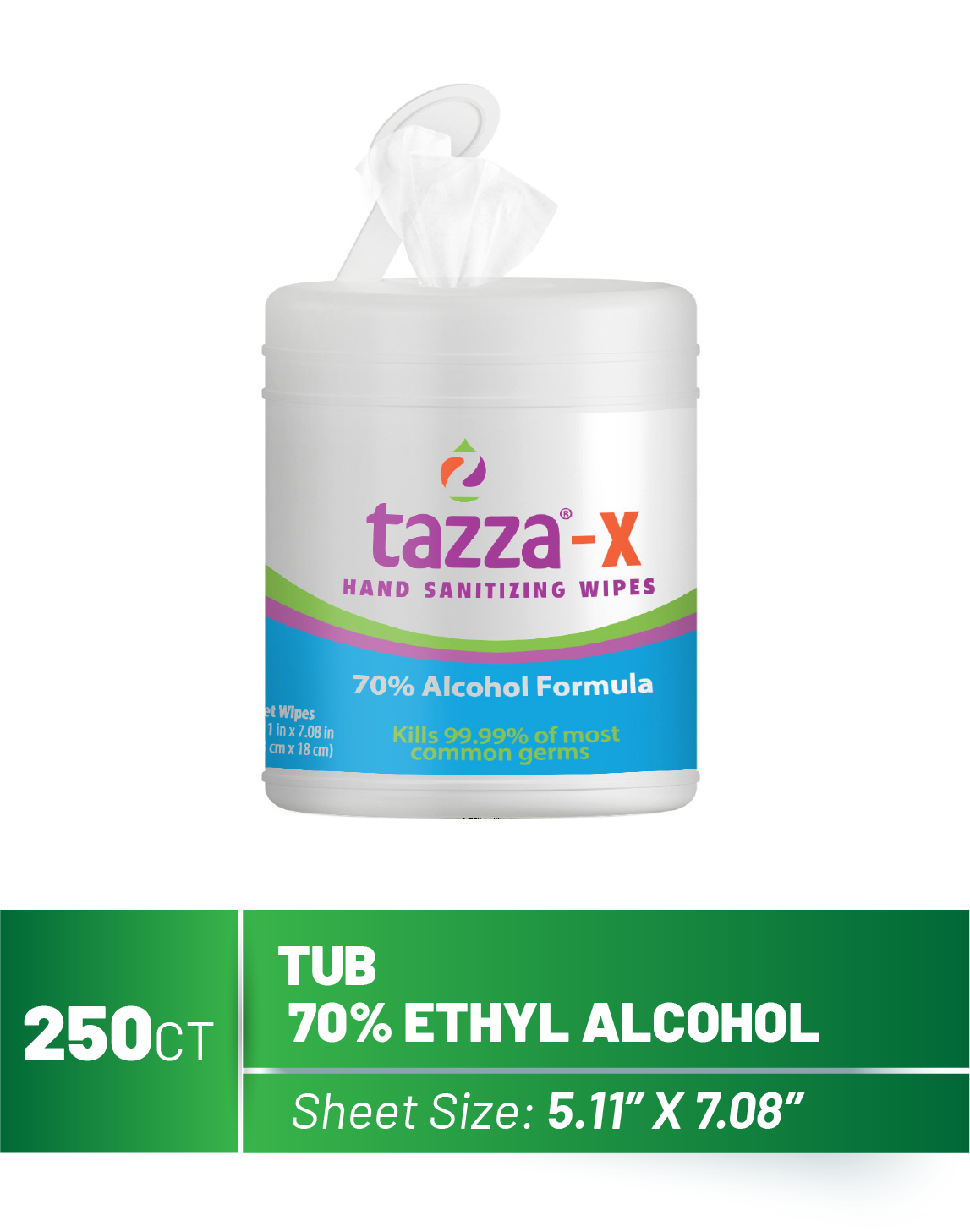 Tazza alcohol based wipes for hand sanitizing 250 ct tub