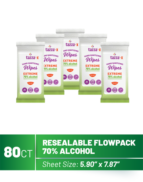 80ct Alcohol Hand Sanitizer Wipes - 5 Packs per Case