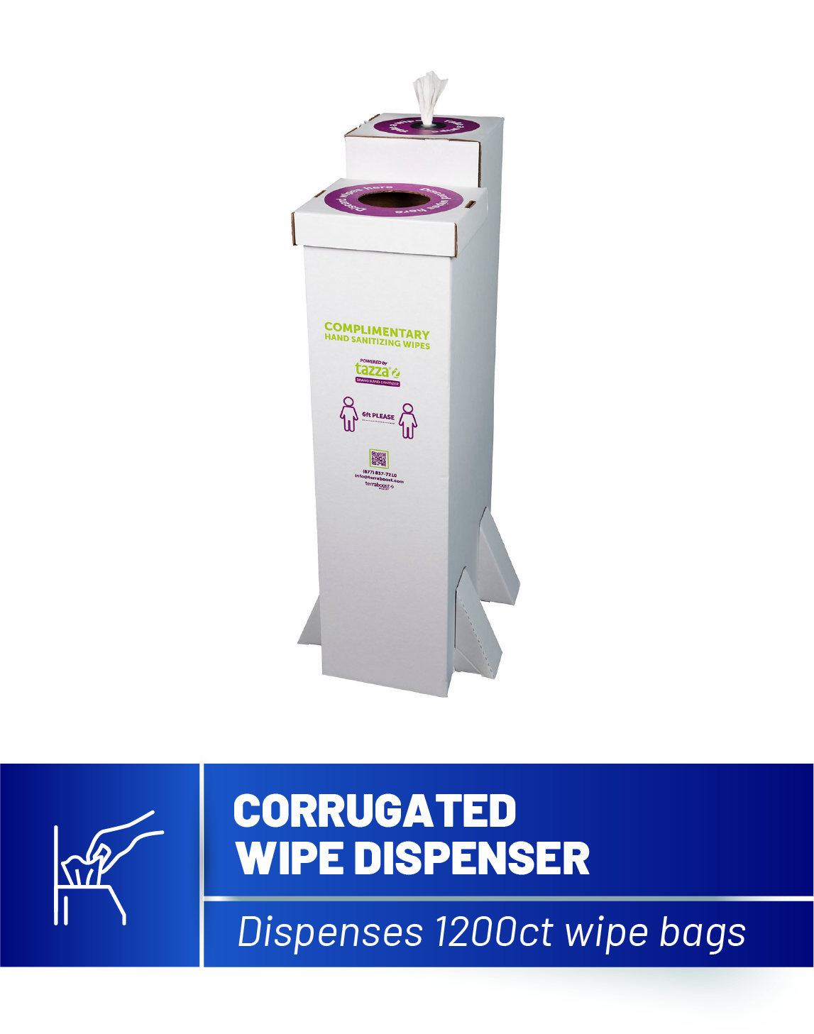Corrugated Sanitizing Wipe Dispenser