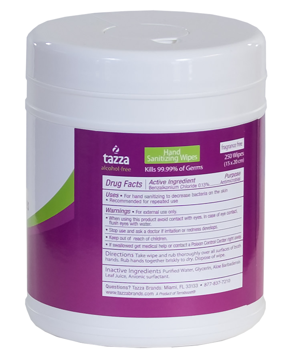 Tazza Alcohol Free Hand & Surface Disinfectant Wipes - 250ct Tub