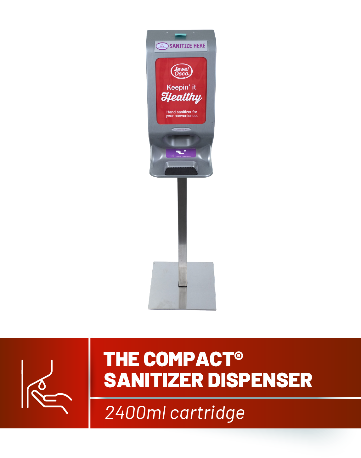 Terraboost Touch Free Hand Sanitizer Dispenser with Tazza Hand Sanitizer